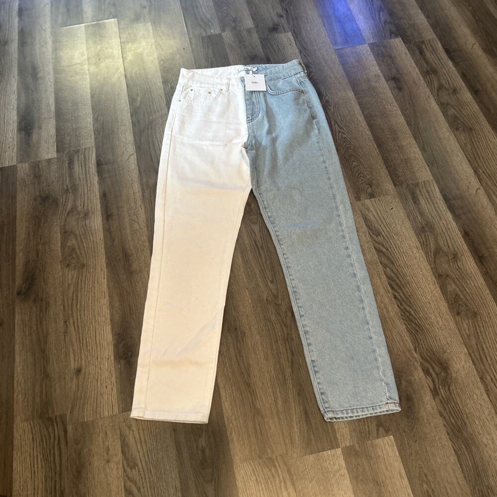 Adika Size Small Women’s Two Toned White & Denim Jeans New With Tags